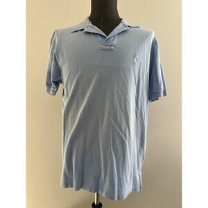 Polo Ralph Lauren 100% Pique Cotton Collared Shirt Baby Blue Pink Size Large SG